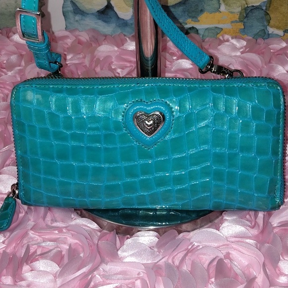 Brighton Bellissimo Teal Card Case Wallet / Cross Body - Picture 2 of 7